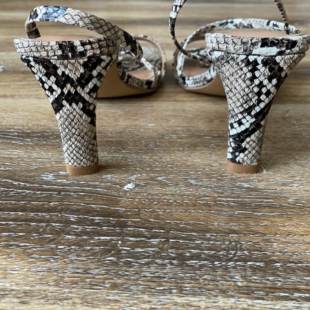 Express Snakeskin Square Toe Slingback Heels - image 7